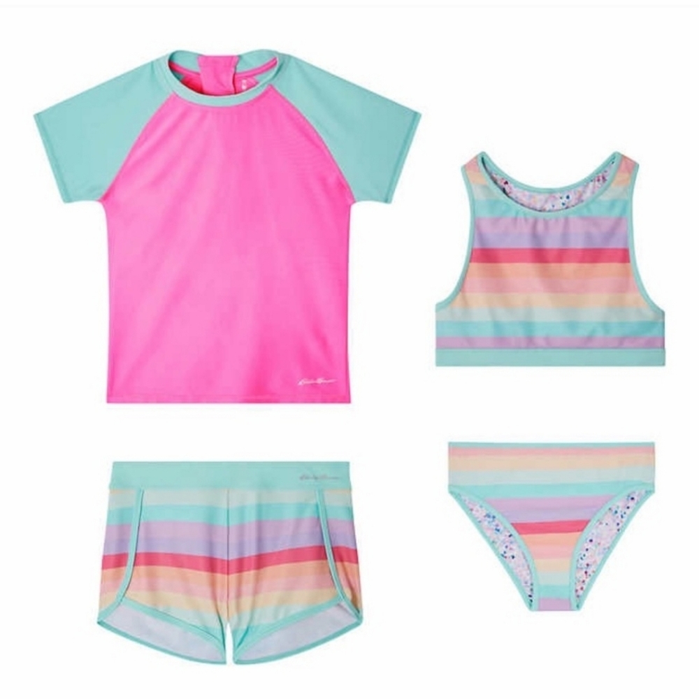 New Eddie Bauer 4-piece Swim Suit Set Bikini Racer Top Shirts Muti - Picture 8 of 8